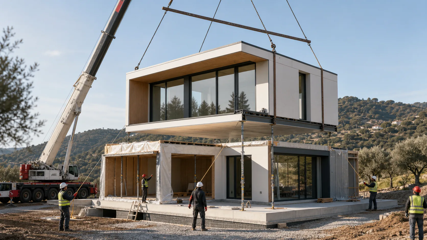 Render conceptual del futuro montaje de la casa muestra DEHANG en España